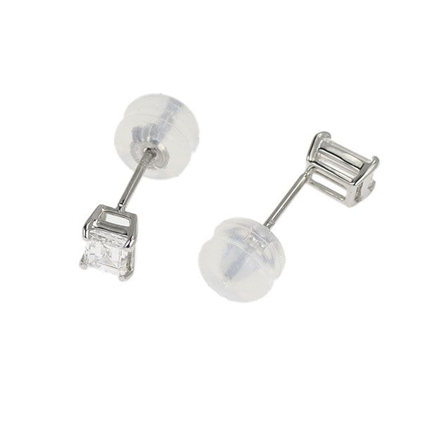 新品 Pt900 バケットカット ダイヤモンド ピアス 0.494ct E/F VS1-2  