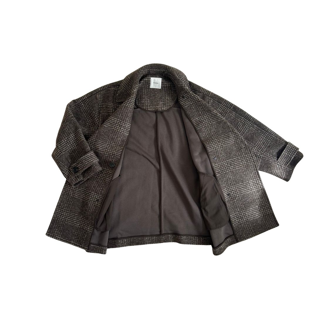 Wスライバーチェックハーフコート