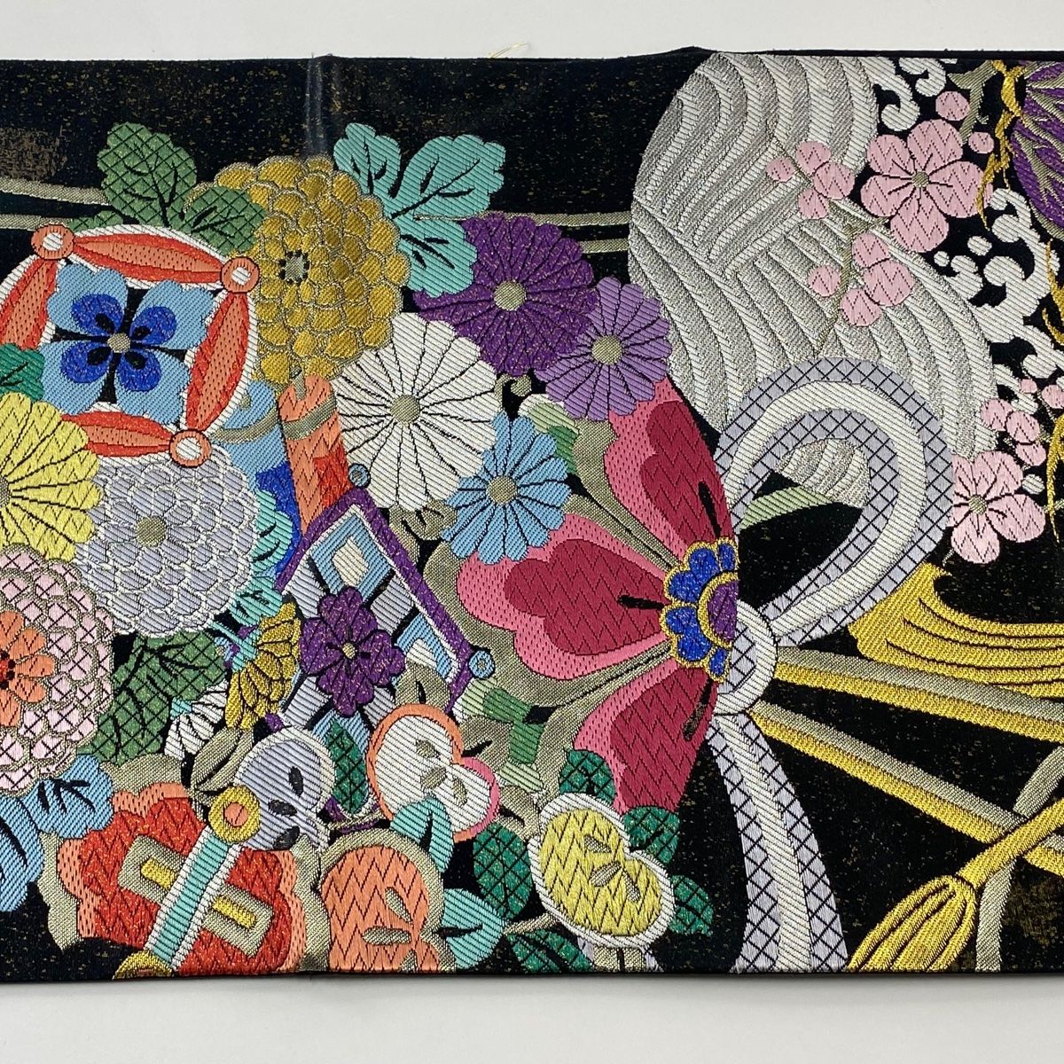 袋帯 美品 秀品 桜 金糸 箔 黒 六通 正絹 【中古】 - メルカリ
