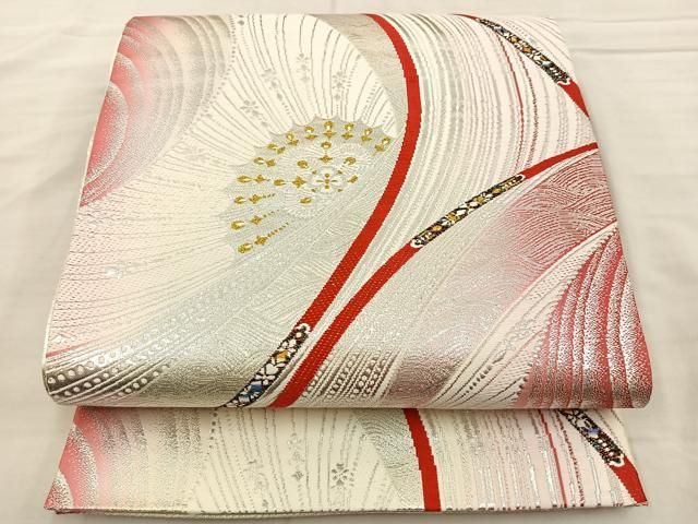 平和屋着物◎両面 全通柄袋帯 唐織 桃山 流水文 銀糸 正絹 逸品
