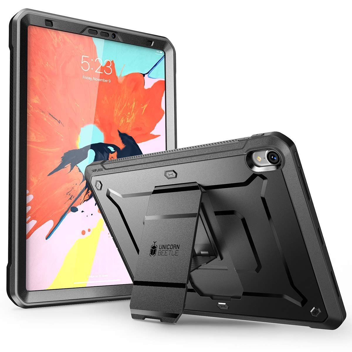 新着商品 SUPCASE iPadPro 11 ケース 2018 New アイパッド 11インチケース スタンド式 フロントフィルム付属 耐衝撃 黒