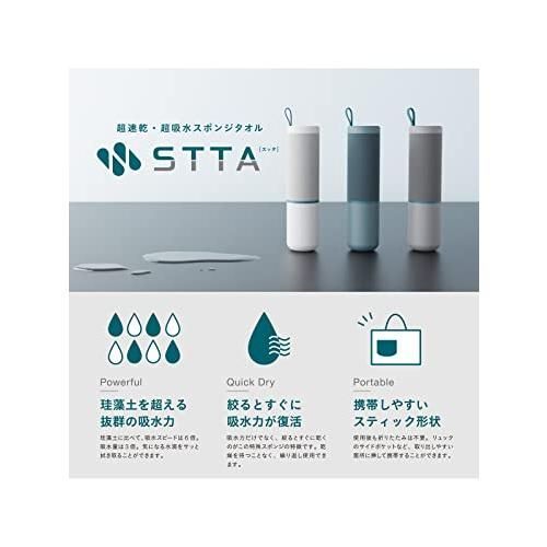 アイオン STTA 超速乾 超吸水 スティック型 スポンジタオル ライトグレー コンパクト 携帯用 日本製 1本入