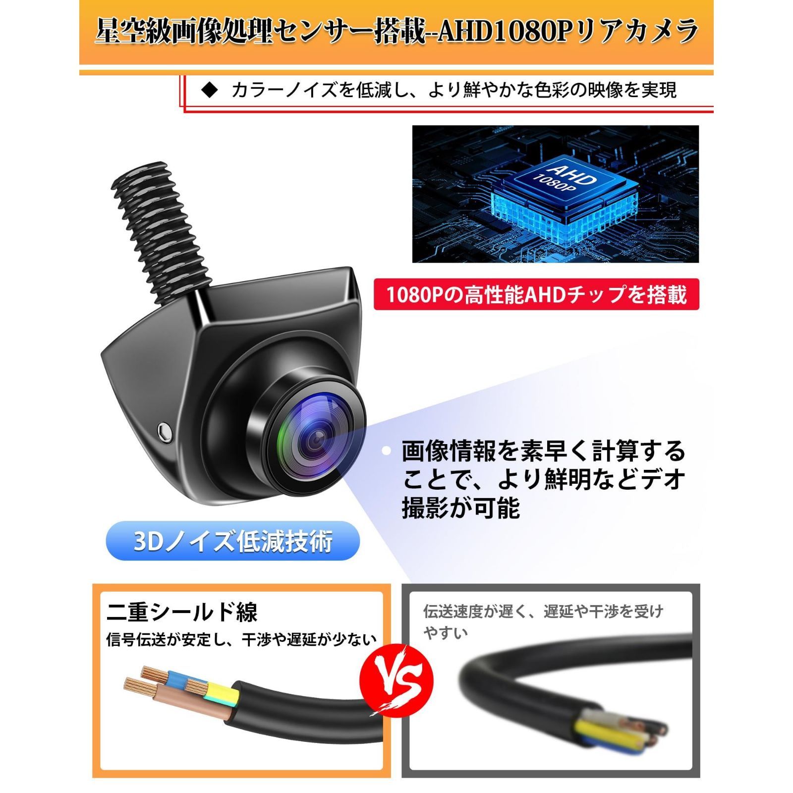 ☆FUNSHOP彡売り切れ御免☆ 【4信号モードu0026角度調整可能 】バックカメラ リアカメラ 360°+45°角度調整可能 AHD  1080P/720P/NTSC/PAL 170°超広角 超暗視機能リアカメラ/フロントカメラ/サイドカメラ IP69K高防水防塵 - メルカリ