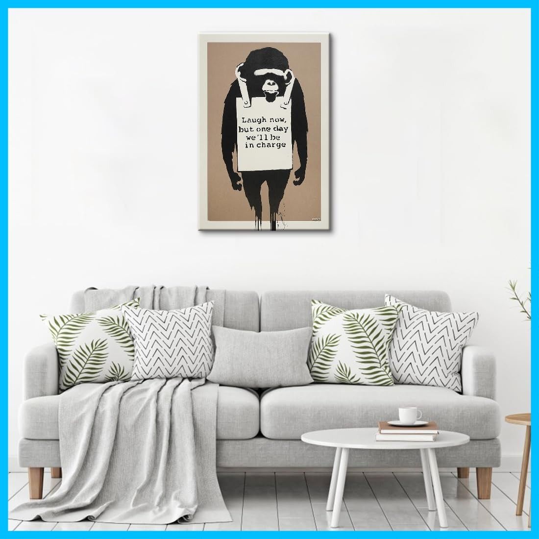 北欧 HD BANSKY ポスター 人気 絵画 水彩 キャンバスアート抽象 飾り壁 壁絵 チンパンジー 壁掛け 玄関 インテリア バンクシー おしゃれ 贈り物 アートパネル 木枠付きの完成品 A70x100cm 28x40in ATMAENTERPRISE_COM