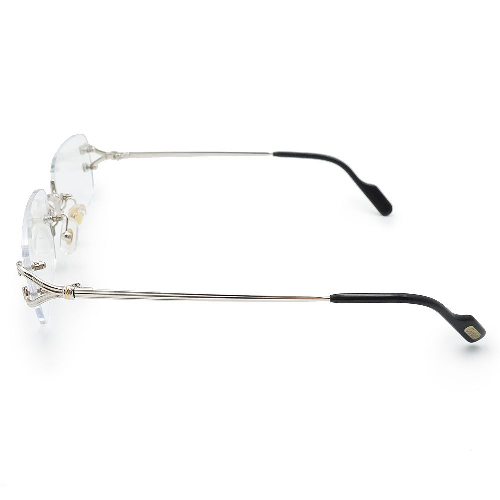 カルティエ デコール C リムレス スクエア メガネ 眼鏡 サングラス アイウェア 度入り メタル シルバー ブラック Cartier