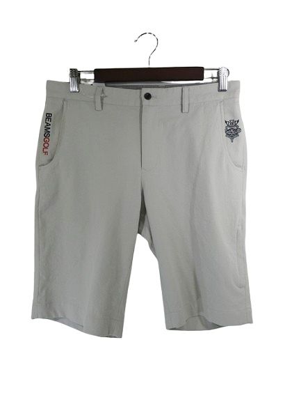 BEAMS GOLF グレー Mサイズ ハーフパンツ ビームスゴルフ BEAMS GOLF パンツハーフ 刺しゅう ロゴ 麻混