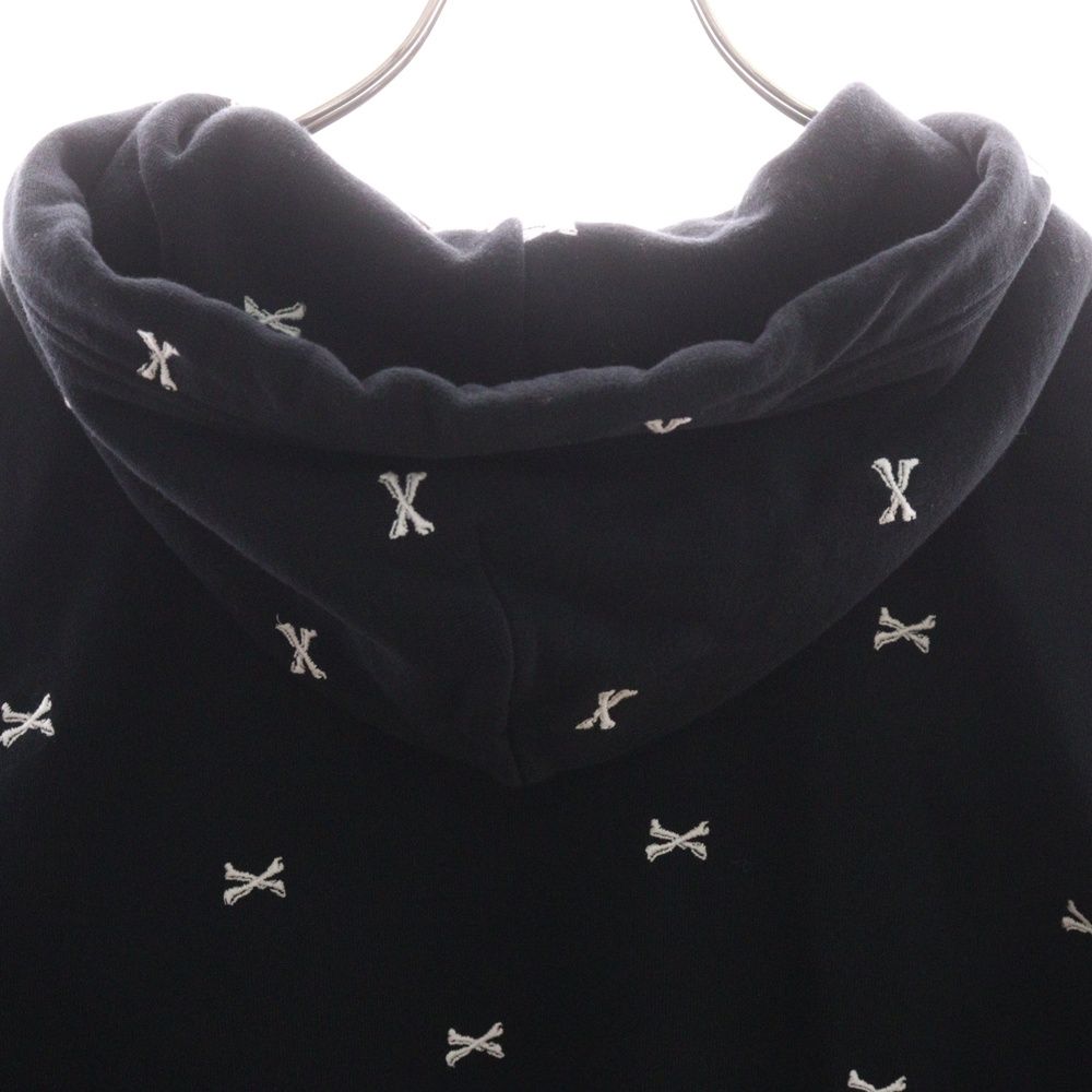 ♠ WTAPS ダブルタップス 22AW ACNE HOODY CTPL TEXTILE クロスボーン 刺繍 プルオーバーパーカー ブラック 222ATDT-CSM26
