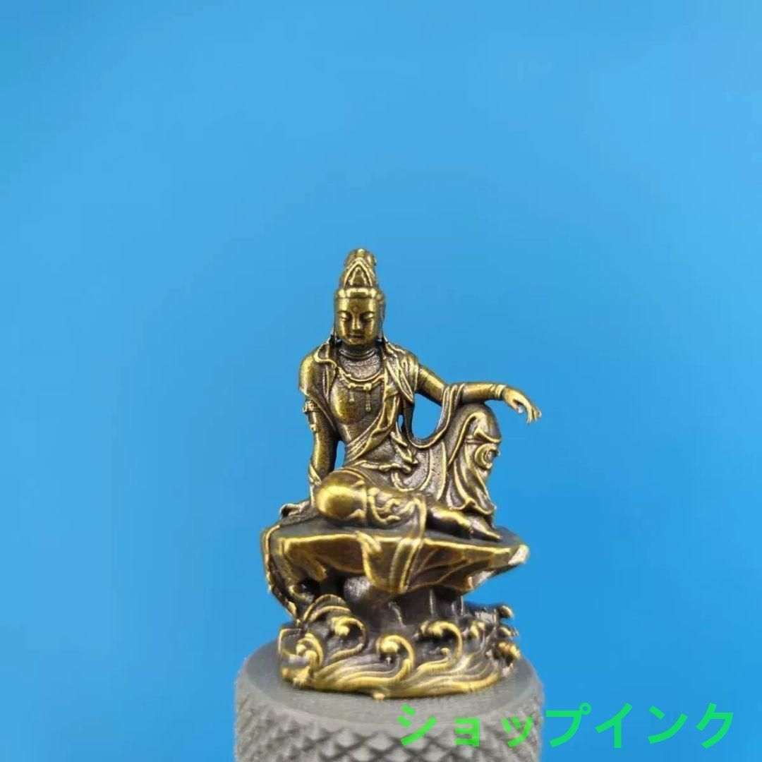 仏教美術 中国  仏像 自在観音 坐龍仏珠観音  銅製 銅器 仏教美術 仏像 小仏像 水月自在観音菩薩像 銅製 銅器 - メルカリ