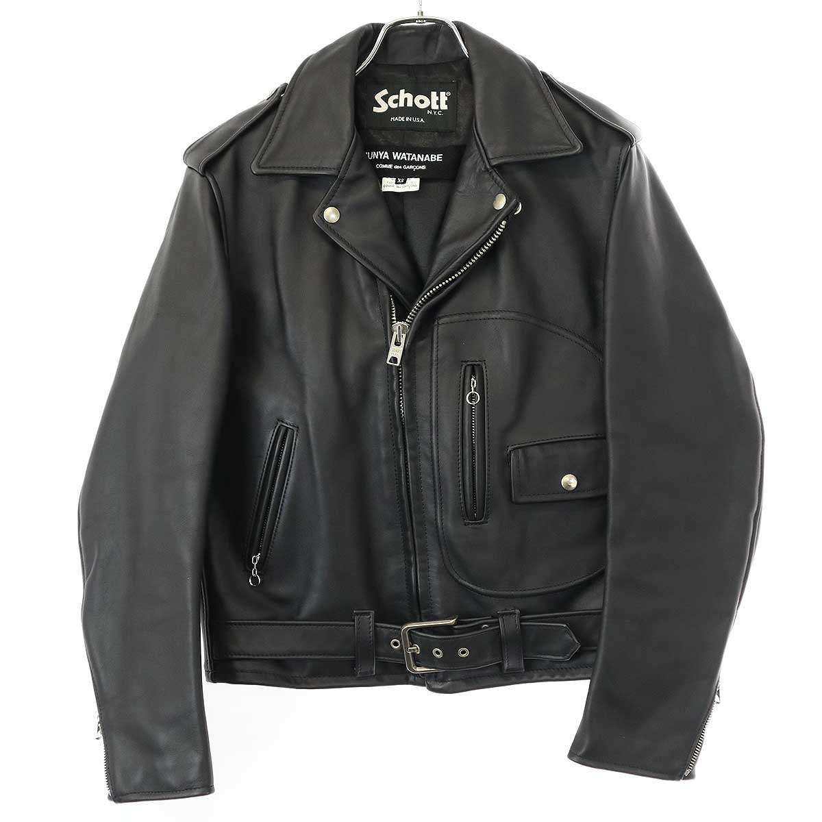 JUNYA WATANABE COMME des GARCONS - JUNYA WATANABE COMME des GARCONS×Schott ジュンヤワタナベ コムデギャルソン×ショット 18SS カウレザーダブルライダースジャケット JA-J101 ブラック XS JUNYA WATANABE COMME des GARCONS×Schott ジュンヤワタナベ