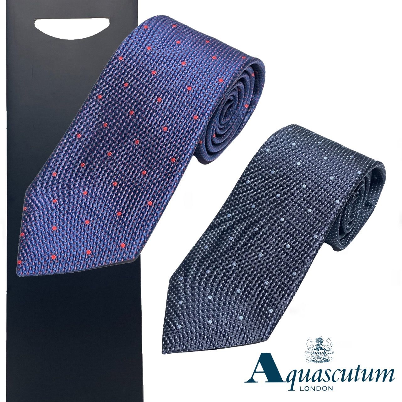 Aquascutum アクアスキュータム ネクタイ ブルー ジャカード 光沢