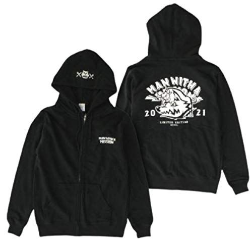 MAN WITH A MISSION （マンウィズアミッション）公式グッズ 2021 干支ロゴパーカー（アーチver）ブラック×ホワイト （L）
