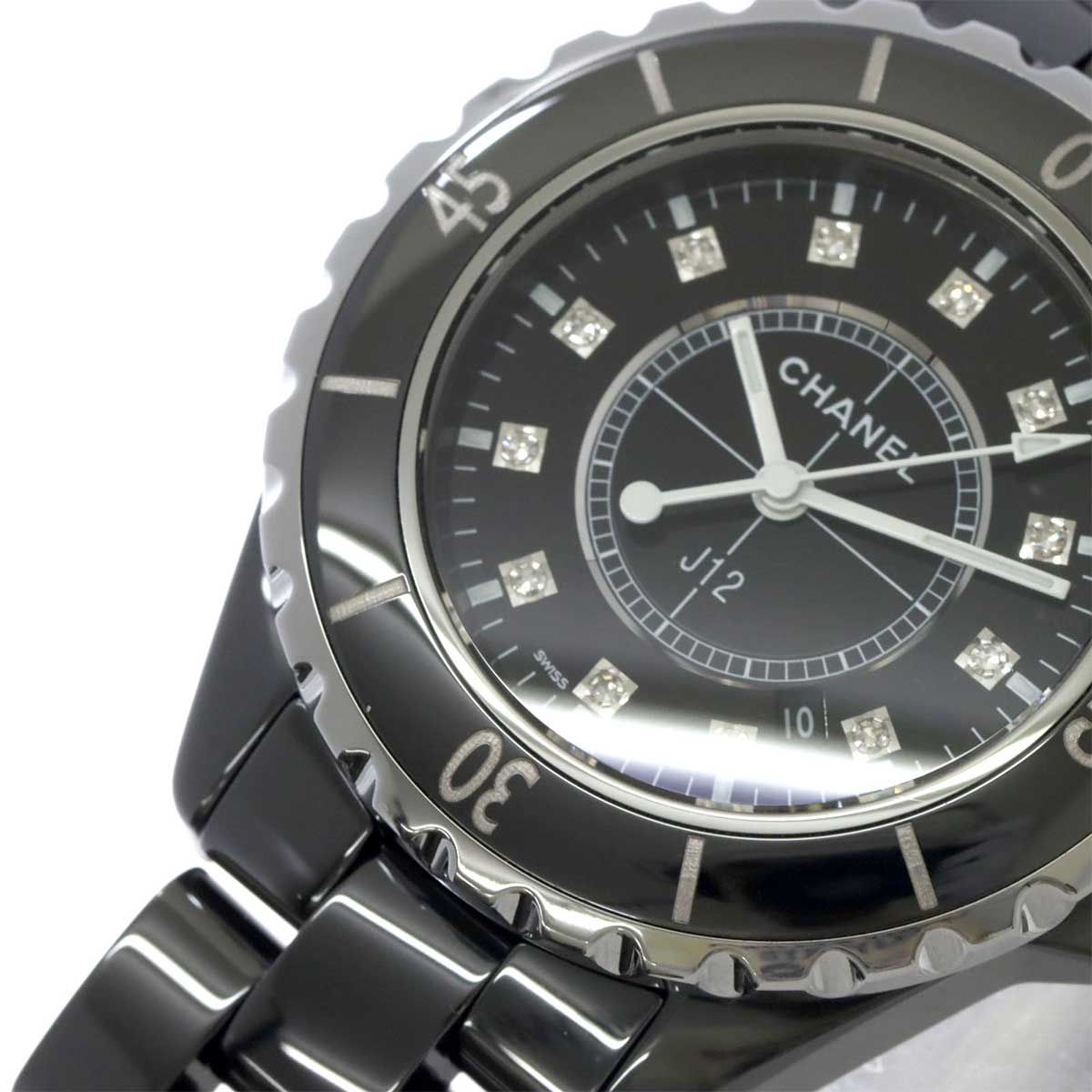 シャネル CHANEL J12 33mm H1625 レディース 腕時計 12P ダイヤ デイト ブラック セラミック クォーツ ウォッチ  90220477 - メルカリ