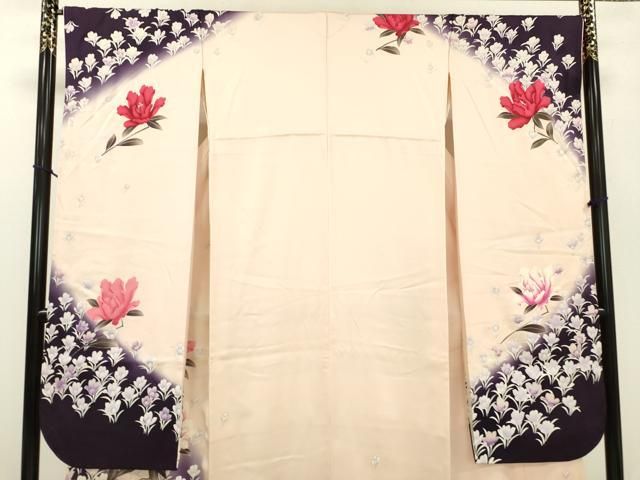 平和屋着物○豪華振袖 紅型 花蝶文 暈し染め 金彩 正絹 逸品