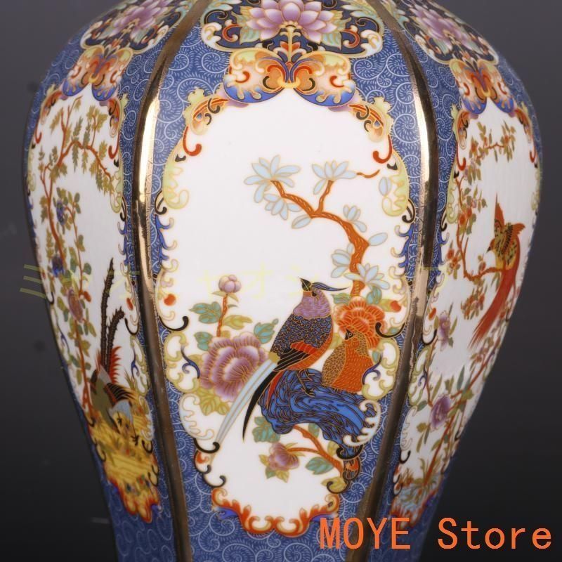清乾隆蒔金琺瑯彩花鳥紋花瓶 景徳鎮 陶磁器 装飾品 現代工芸品 美術品 置物 清乾隆蒔金琺瑯彩花鳥六方梅瓶 景徳鎮 陶磁器 装飾品 工芸品