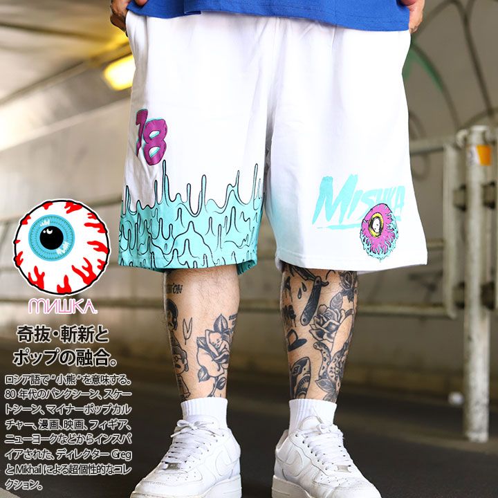 MISHKA ハーフパンツ スウェット 裏起毛 半ズボン 短パン メンズ 春夏