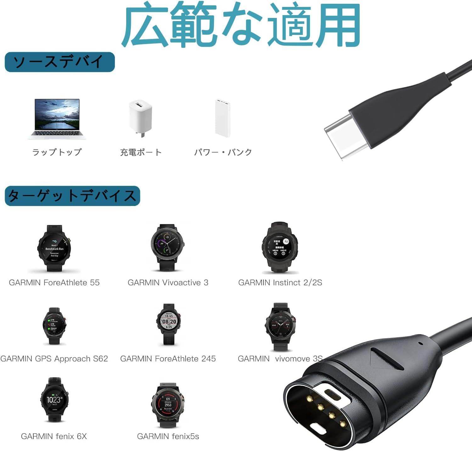 最終値下げGarmin ForeAthlete 245 箱付き　充電ケーブル付き Amazon.co.jp: for ガーミン 充電ケーブル 急速充電 for Garmin