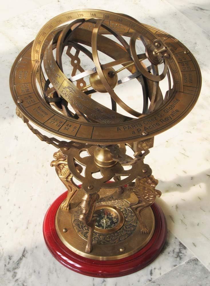 アンティーク風 真鍮製 45cmアミラリー球体 アストロラーベ 星座