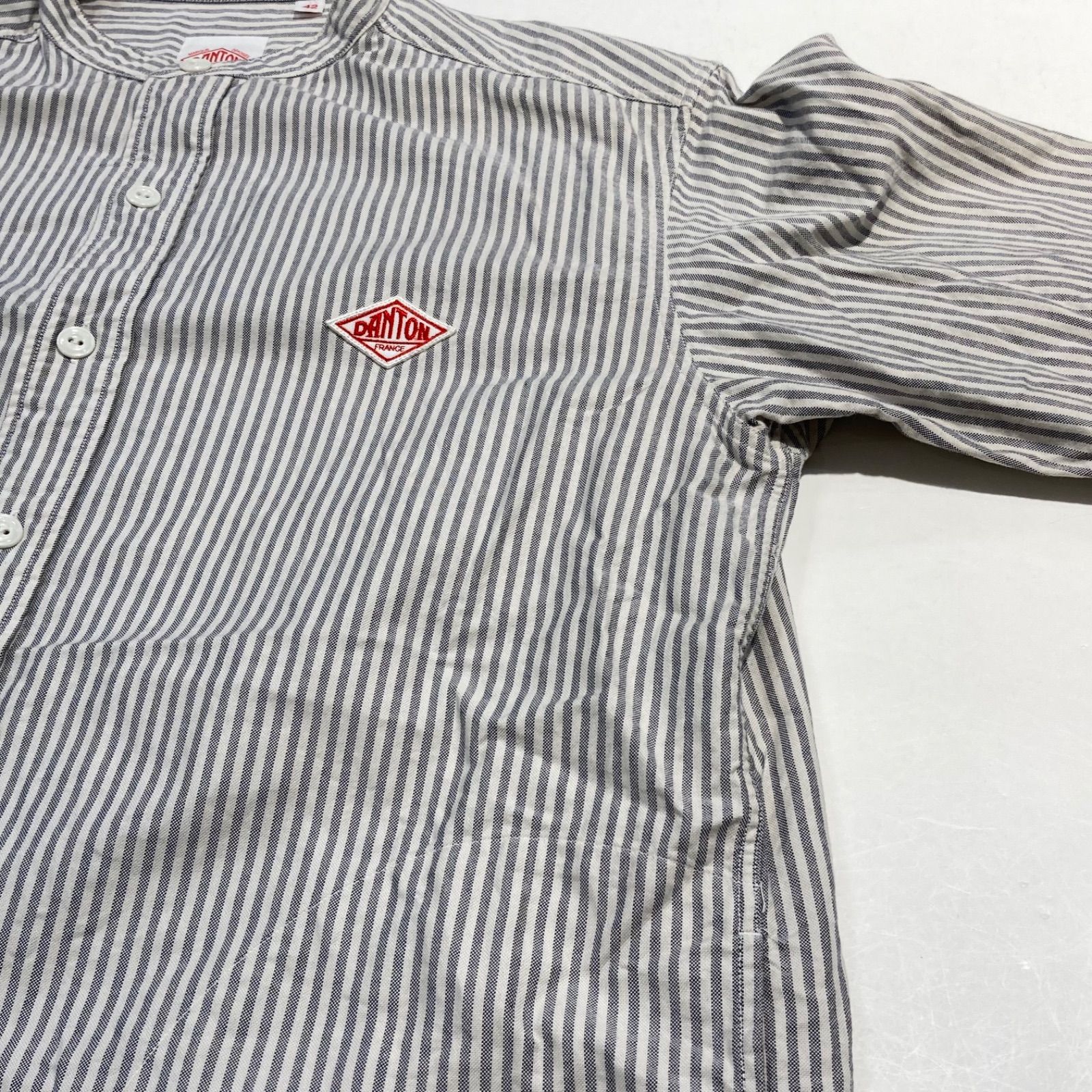 ダントン バンドカラーストライプシャツ 新品・タグ付き DANTON シャツ