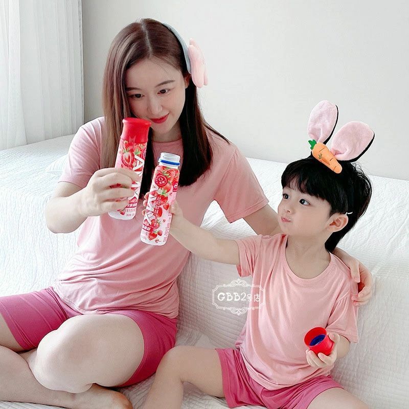 キッズ パジャマ 半袖 夏 女の子 男の子 親子 お揃い 子供パジャマ ベビー モダール トップス+ズボン ルームウェア 部屋着 男女兼用 セット