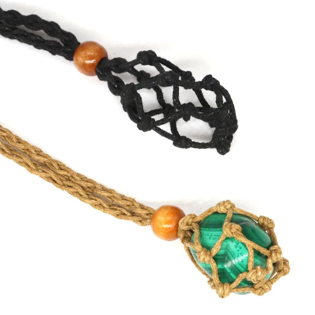 ネックレスホルダー 網紐 1個 ブラック ブラウン 天然石 ビー玉 コイン - メルカリ