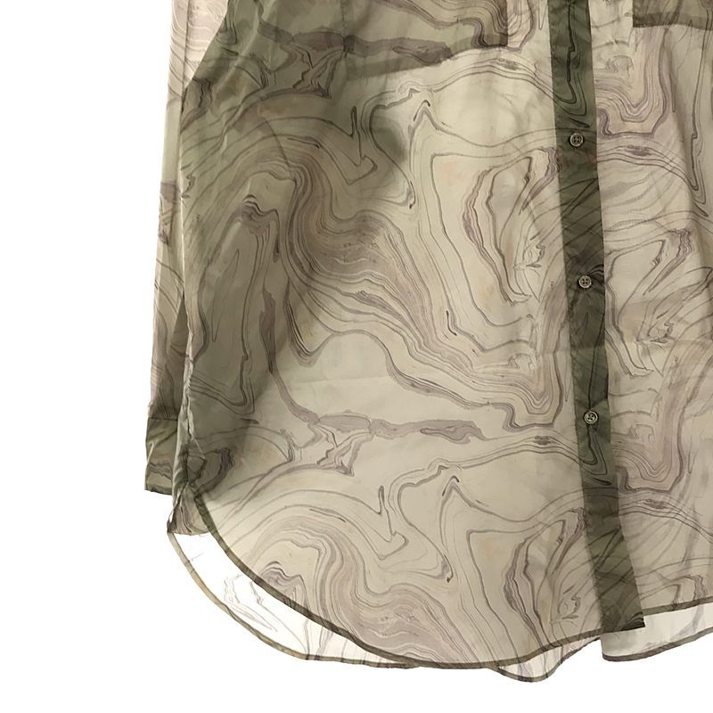 【中古】 6(ROKU) ロク SUKE MARBLE PRINT SHIRT カーキ 38 111430578 6 (ROKU) - 6(ROKU) / ロク | SUKE MARBLE PRINT SHIRT シャツ