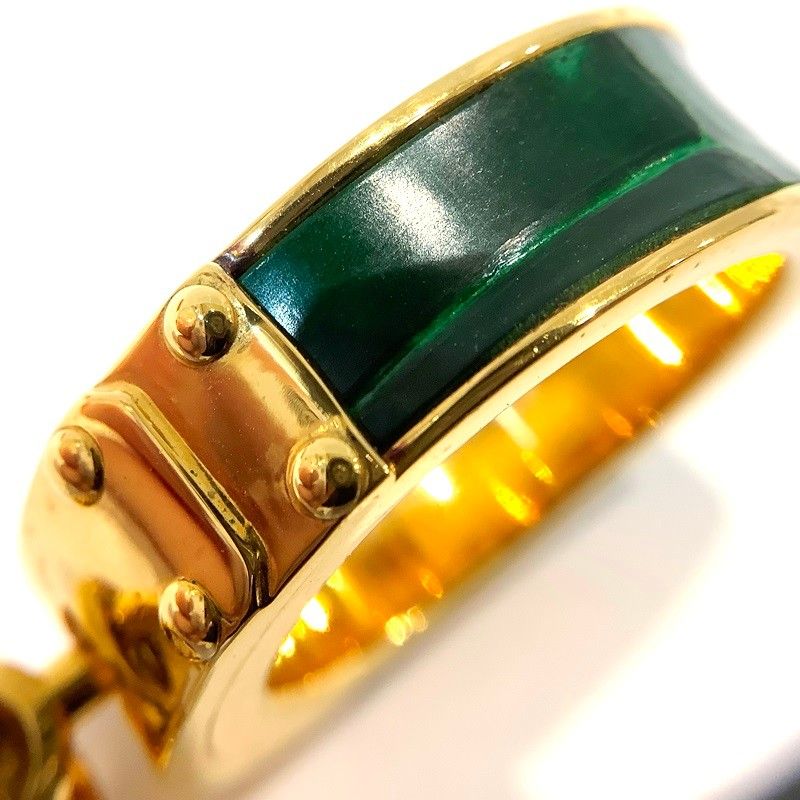 エルメス（HERMES）ゴールドGPカデナモチーフスカーフリング グリーン