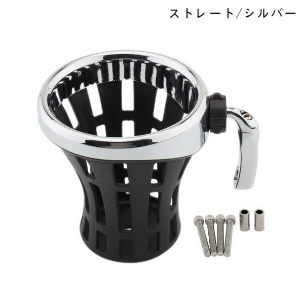 ブラッククロームオートバイドリンクホルダー自転車ウォーターカップボトルホルダーハンドルバーボトルホルダーコーヒーホルダーアクセサリーゴム