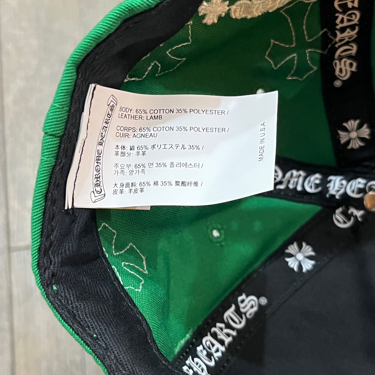 CHROME HEARTS CH レザー クロスパッチ ベースボールキャップ 帽子 