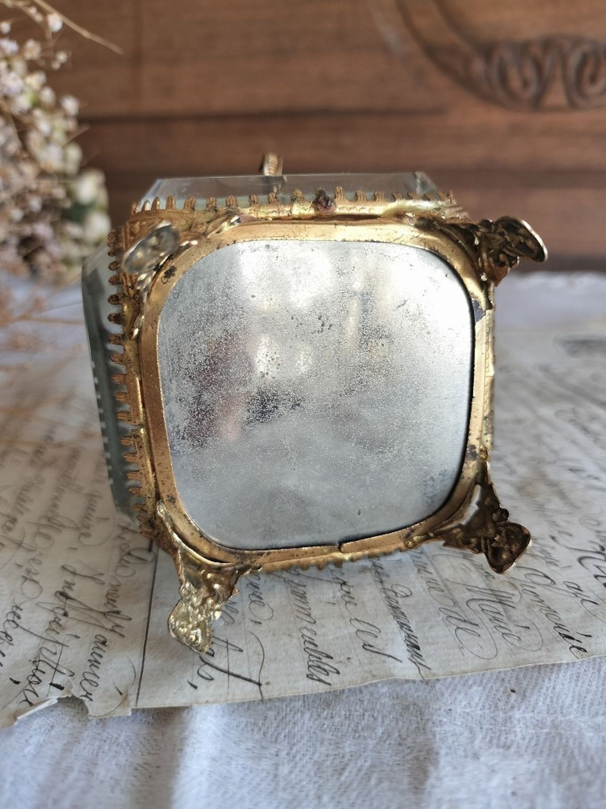 フランス アンティーク クリスタル 5面 ジュエリーケース 1900年 美品