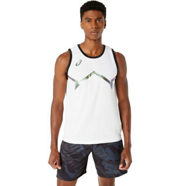 asics アシックス DRY PRINT SLEEVELESS SHIR ブリリアントホワイト M 2063A302 100 | スポーツ スポーツウェア バスケットボール ドライプリント ウエア ト ップス ノースリーブシャツ タンクトップ 吸汗