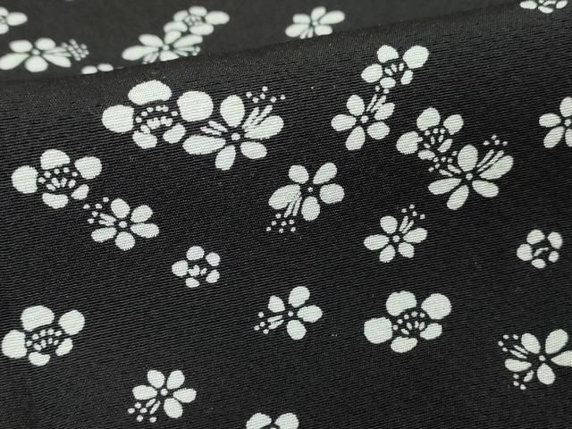 平和屋着物□羽織 枝花文 黒地 正絹 逸品 DAAL9412cm