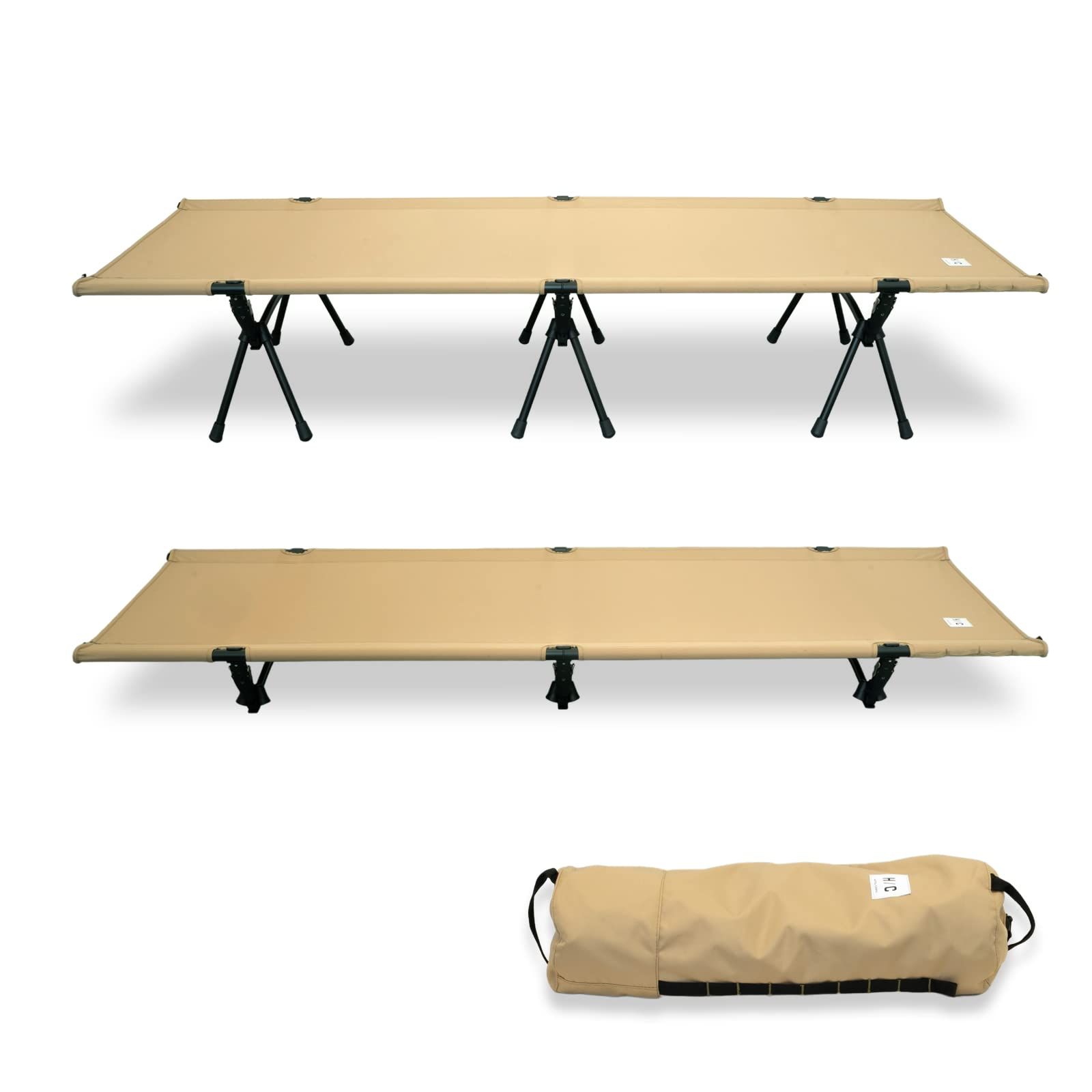 静音設計 軽量 コット ハイ|ロー切替 キャンプ フォールディング 2WAY 耐荷重150kg ホテルキャンプス CAMPS HOTEL