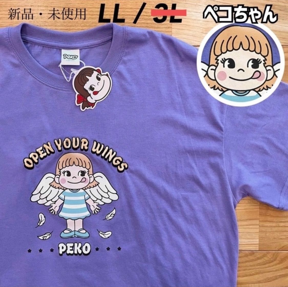 LL/3L】エンジェル ペコちゃん 刺繍入り ゆったり半袖Tシャツ