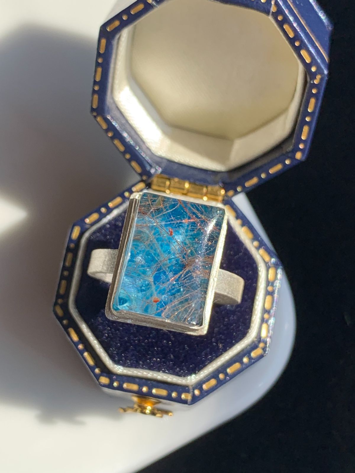 セレスタイト×ルチルクォーツ ダブレット ストーン リング シルバー 51 セレスタイト×ルチルクォーツ ダブレット ストーン リング シルバー 51