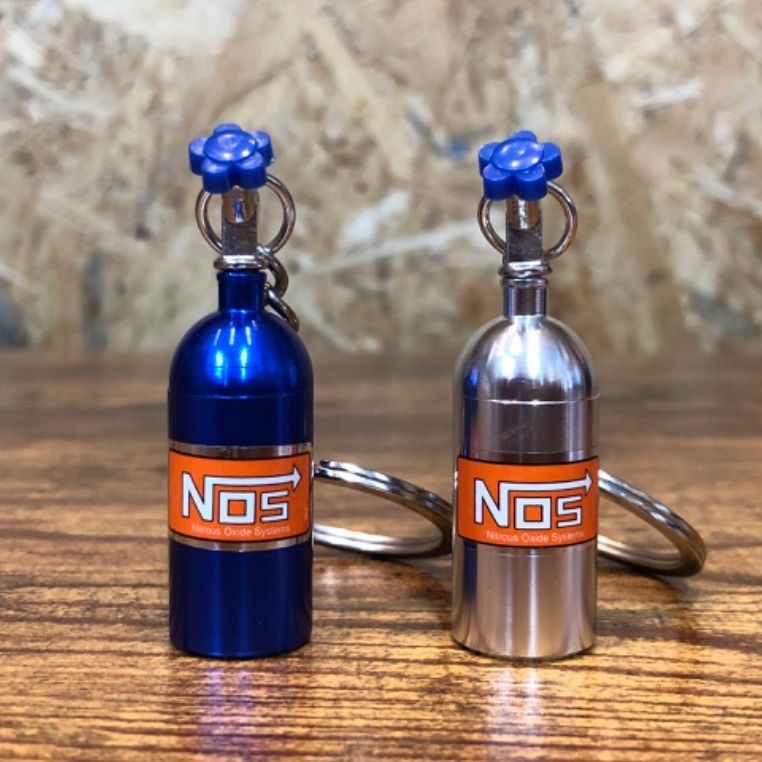 キーホルダー 大人げ NOS ニトロ ボンベ ブルー&グリーン