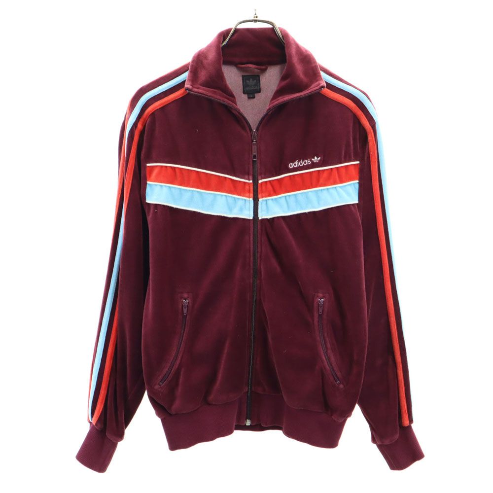 アディダス トレフォイルロゴ ベロア ジップジャケット M ボルドー adidas トラックジャケット ジャージ メンズ