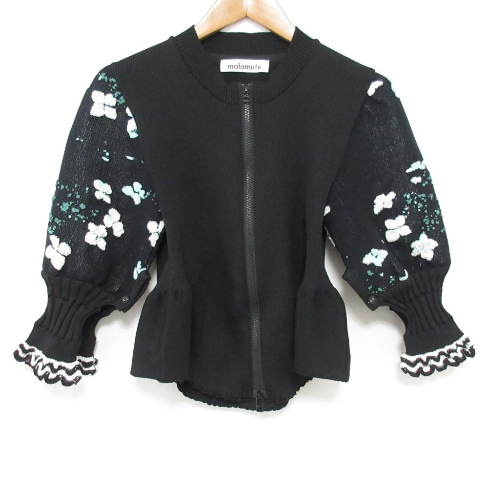 美品 23SS malamute マラミュート W zipper ajisai flower knit 紫陽花 