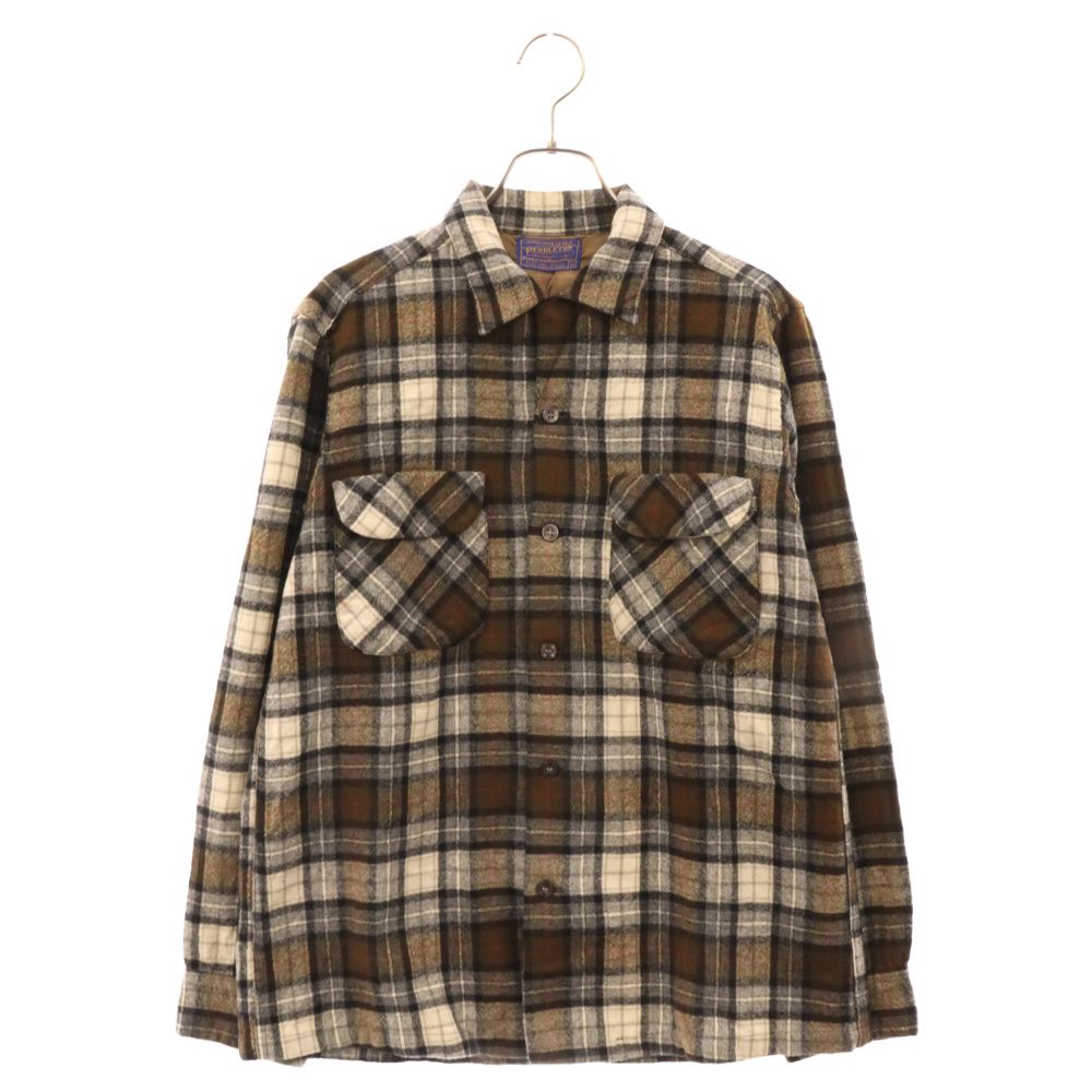 PENDLETON (ペンドルトン) 50s VINTAGE ヴィンテージ チェック ウール 長袖シャツ ブラウン
