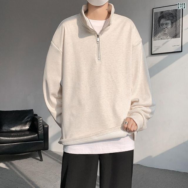 [3XL ]春 コーデ メンズ 用 服 シンプル ファッション オシャレ 大人 かっこいい 大きいサイズ ストリート 紳士服 ハーフ ジップ スウェット シャツ スタンドカラー コート カジュアル トップス 服 