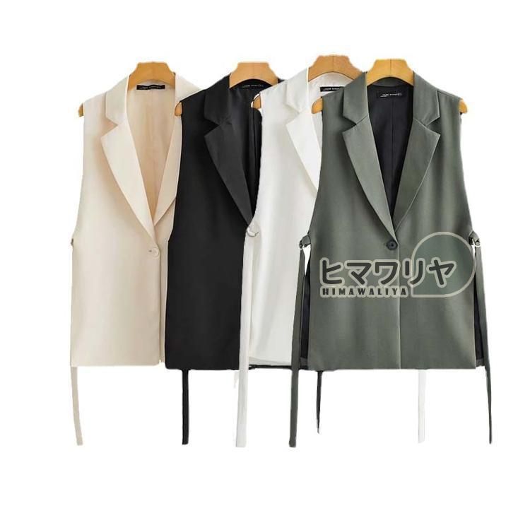 新品未使用eLLA クリーム色 ノースリーブベスト Amazon.co.jp: 夏の女性のスーツベストジャケットノースリーブ