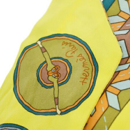 中古】 エルメス HERMES ツイリー スカーフ イエロー シルク 100