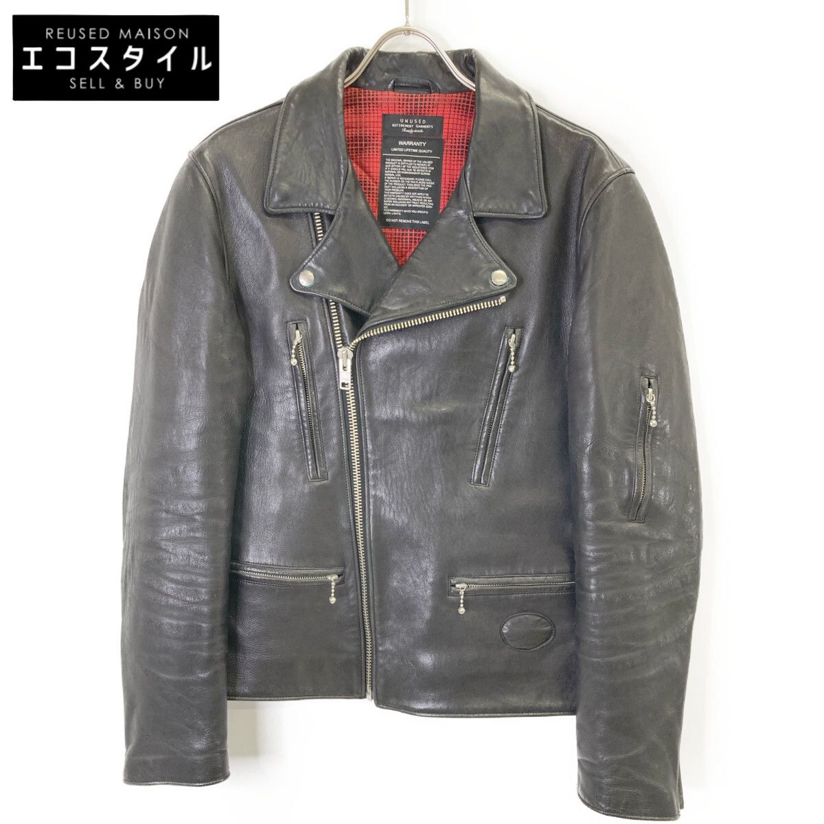 UNUSED アンユーズド US0323 ﾌﾞﾗｯｸ Thinsulate ﾗﾑﾚｻﾞｰ ﾀﾞﾌﾞﾙﾗｲﾀﾞｰｽｼﾞｬｹｯﾄ 4