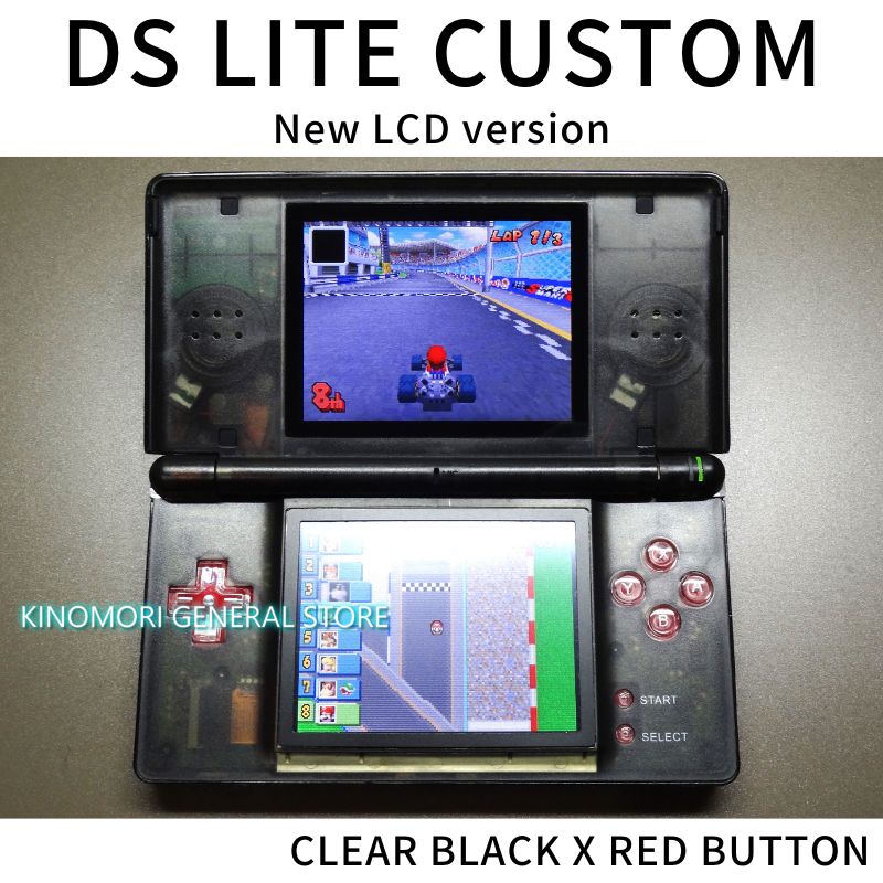 DS LITE CUSTOM CLEAR BLACK X RED BUTTON - KINOMORI GS - メルカリ