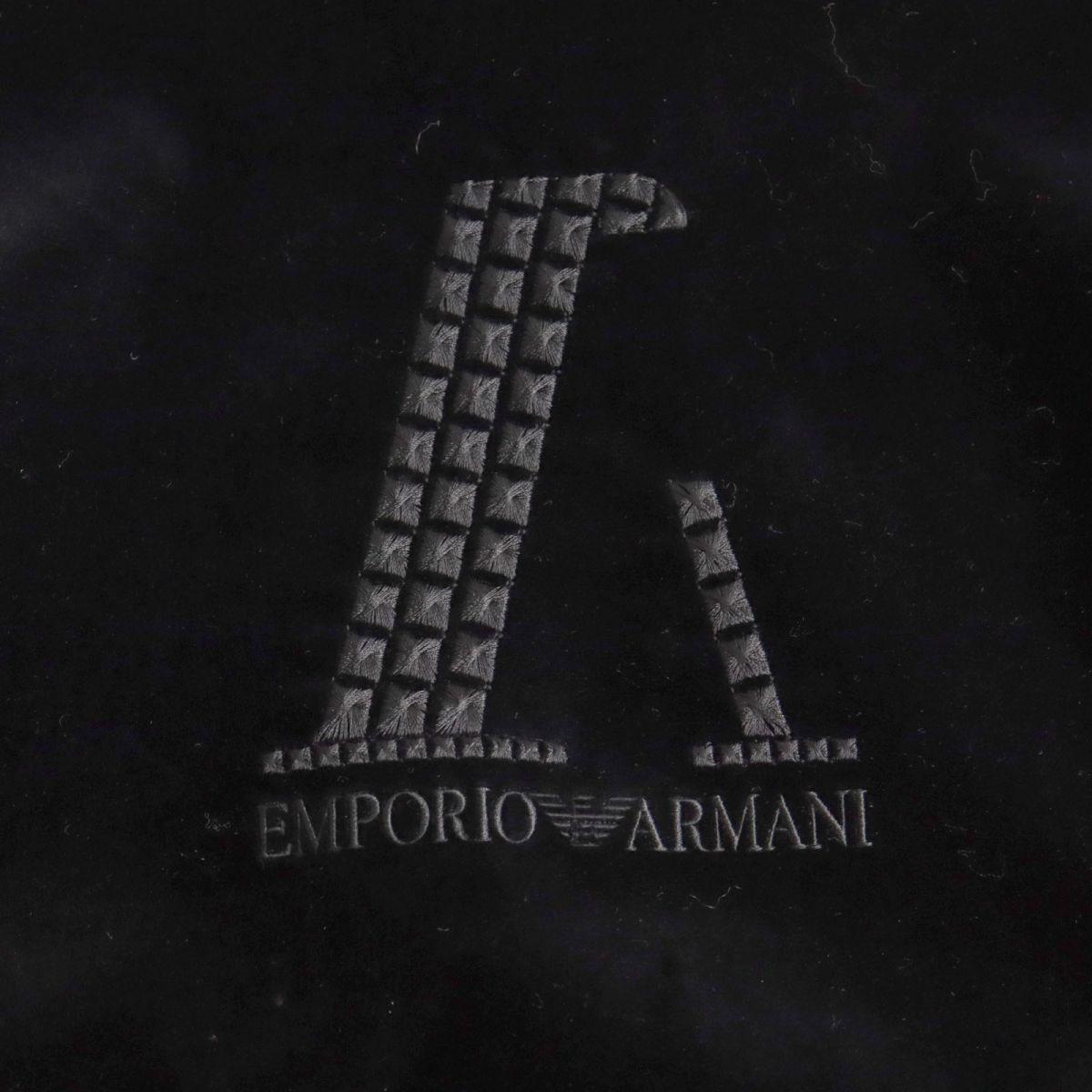 未使用品◆2020年製 EMPORIO ARMANI エンポリオアルマーニ バックロゴ刺繍 ベルベット WZIP ジャケット/ブルゾン ブラック 50  伊製 正規品