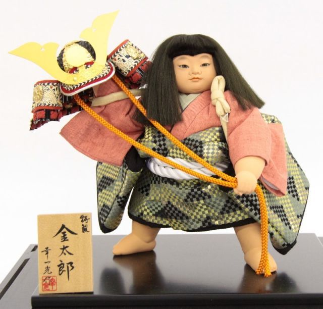 【美品】5月人形 一松人形　ケース入 11号,12号用 国産 最高級人形ケース 黒塗前扉 前ガラス面取 市松