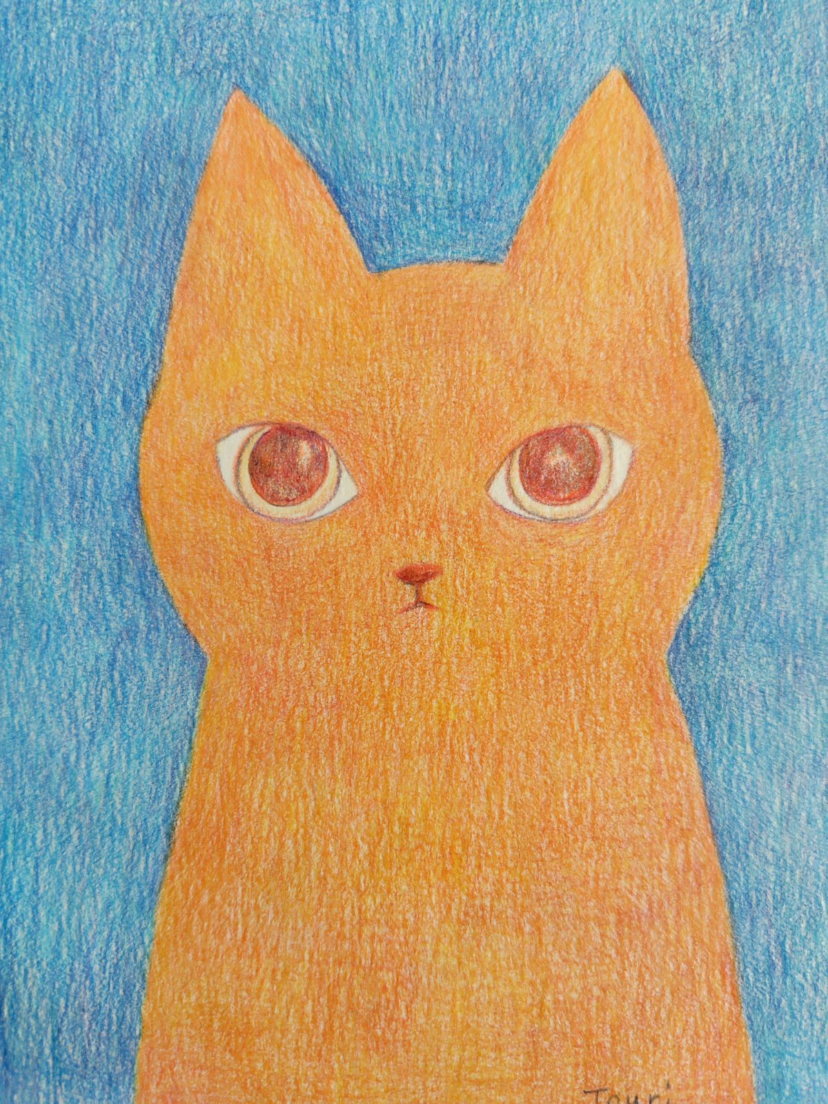 ミュゲです　色鉛筆画　手描き原画 ネコ ／ 2Lサイズ 手描き 原画 色鉛筆画 - メルカリ