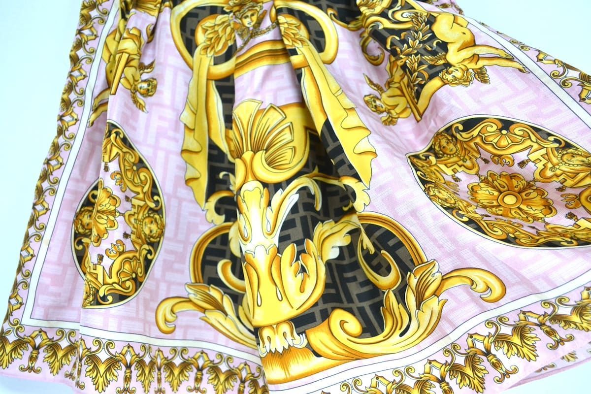 FENDI VERSACE FENDACE Multicolor Silk Skirt フェンディ