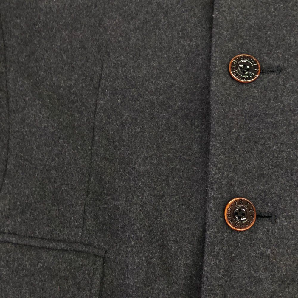 プリティーグリーン ウールブレンド スタンドカラー コート 4 グレー 