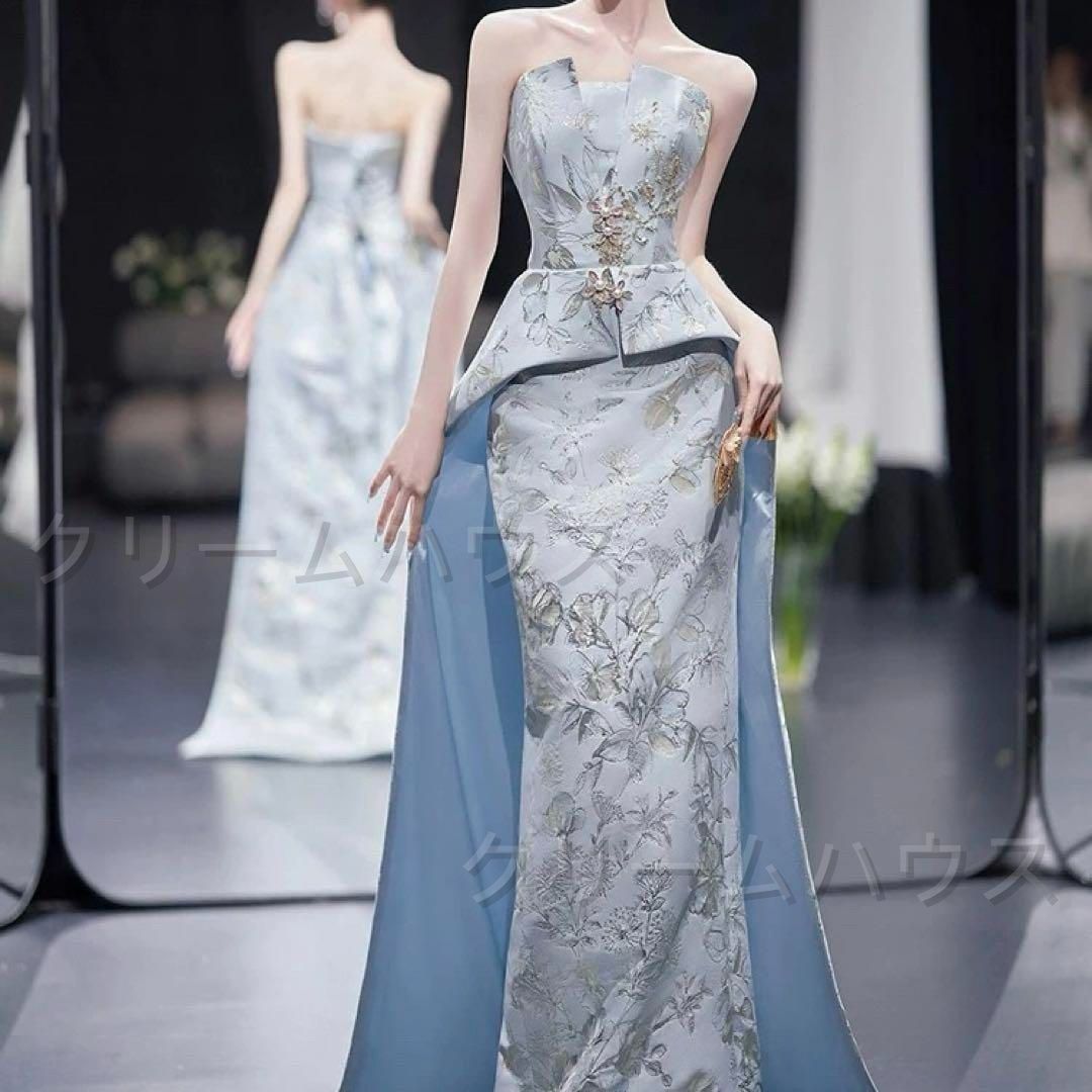 ♥ レディースファッション 人気商品 お花の生地にオシャレなデザインのベア イブニングドレス .