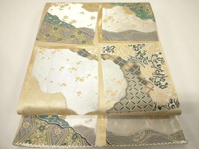 noa 未使用 西陣織 河瀬満織物 袋帯 金銀糸 西陣 河瀬満織物 袋帯